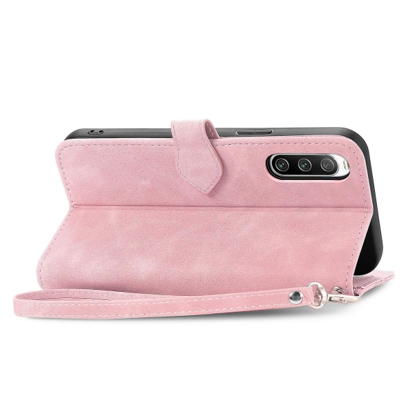 För Sony Xperia 10 Iv 5g Flower Imprinted Pattern Pu Läder Cover Mobiltelefonfodral Handsfree Stand Case Pink