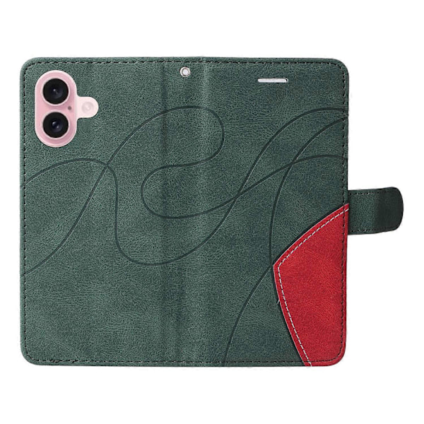 KT Leather Series-1 iPhone 16 -kotelo, värillinen lompakko PU-nahkainen puhelinkotelo Multicolor Style C