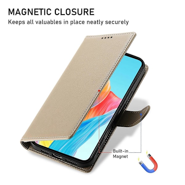 Til Realme 14 5G Stand Case Litchi Tekstur Læder Wallet Telefon Cover Magnetisk Lukning Multicolor Apricot