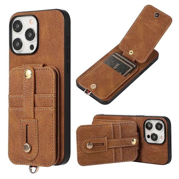 Style 02 Til iPhone 15 Pro Max Etui Vertikal Flip Korttaske TPU+PU Mobiltelefon Cover Multicolor Style B