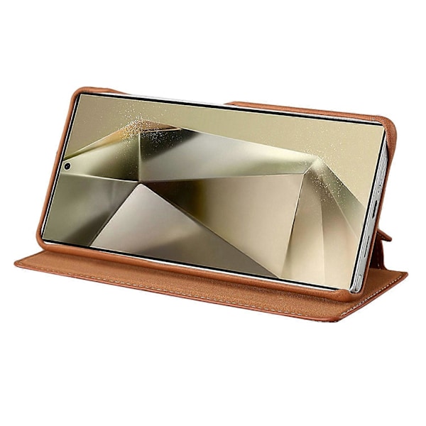 LC.IMEEKE Deksel til Samsung Galaxy S25 Ultra med Kortholder, Stativ og Lærdeksel Multicolor Brown