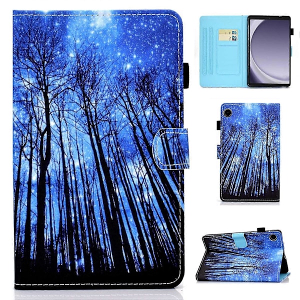 Samsung Galaxy Tab A9+ PU-nahkakotelo, kuvioitu, älykäs tablettisuojus kynätelineellä Multicolor Style M