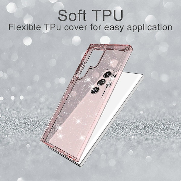 Samsung Galaxy S23 Ultra -puhelimen kuori, paksuuntettu glitterjauhe, kirkas TPU-puhelinkuori Multicolor Style B