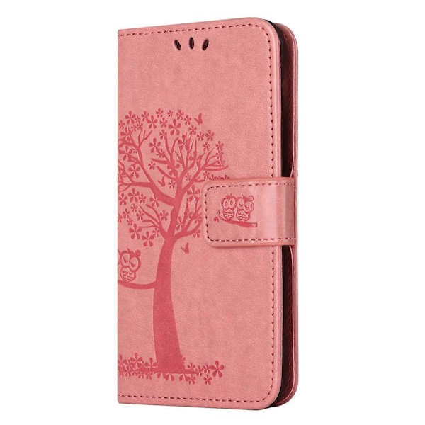Skal till Samsung Galaxy A15 5G Uggla Träd Präglat Läder Flip Fodral med Plånbok Multicolor Style C