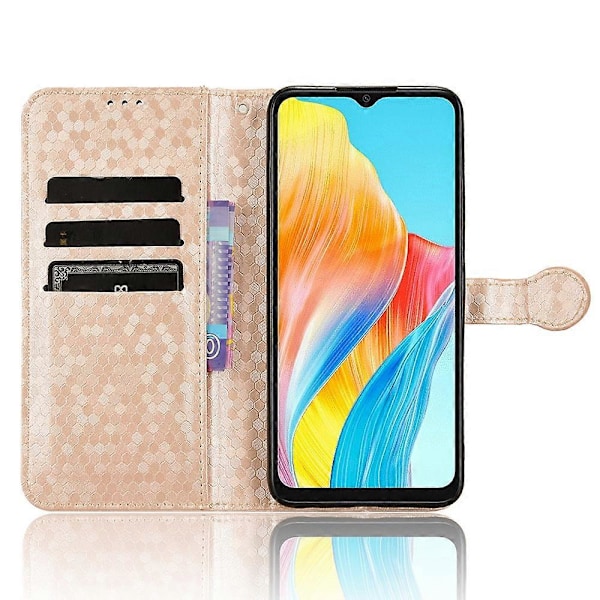 För Oppo A38 4G Fodral PU Läder Präglat Vikbart Ställ Mobiltelefon Skal Multicolor Style D