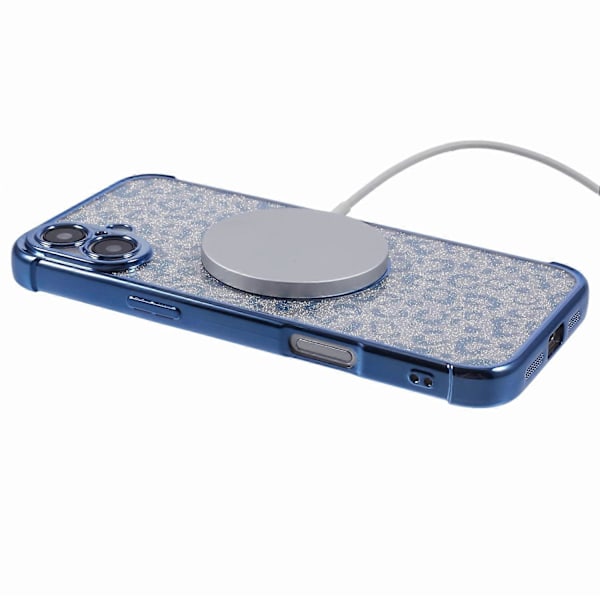 Til iPhone 16 Plus Cover Kompatibel med MagSafe Glitrende Leopard Print Klar TPU Telefon Cover Multicolor Style C