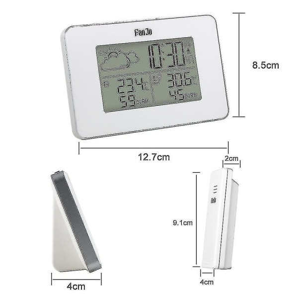 Väderprognosklocka, Trådlös väderstationstermometer, Neutral - Vit