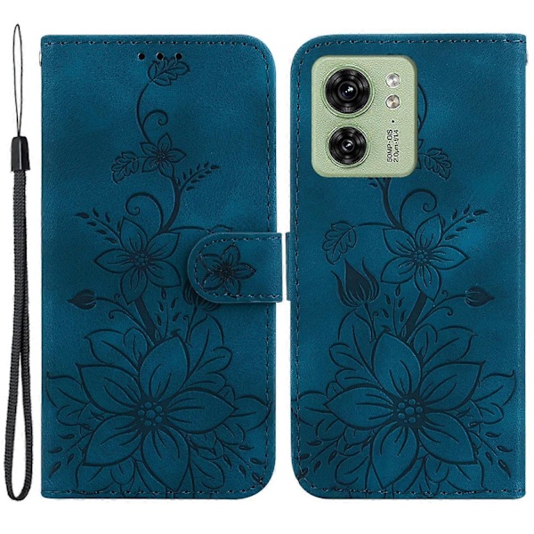 Til Motorola Edge 40 5G Præget Lily Blomst Telefon Cover PU Læder Cover med Stativpung Multicolor Style B