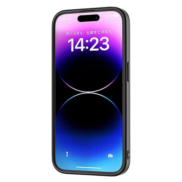 För Iphone 15 Plus Textured Pu-läderbelagd Pc+tpu Shell Ultra Tunt Phone case Blue