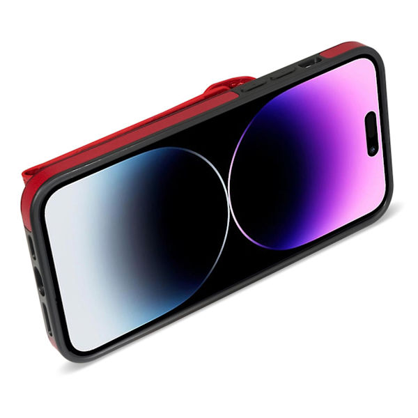 För Iphone 15 Pro Max Zipper Pocket Läderbelagd Tpu Phone case Korthållare Kickstand Cover Red