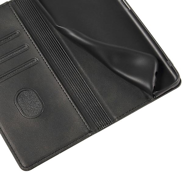 Fallsäkert phone case för Samsung Galaxy S21 Fe 5g , Pu läder plånboksställ Business Style Cover Black