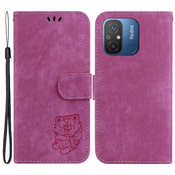 Phone case för Xiaomi Redmi 12c 4g ställplånbok Tigermönster med tryckt cover Rose