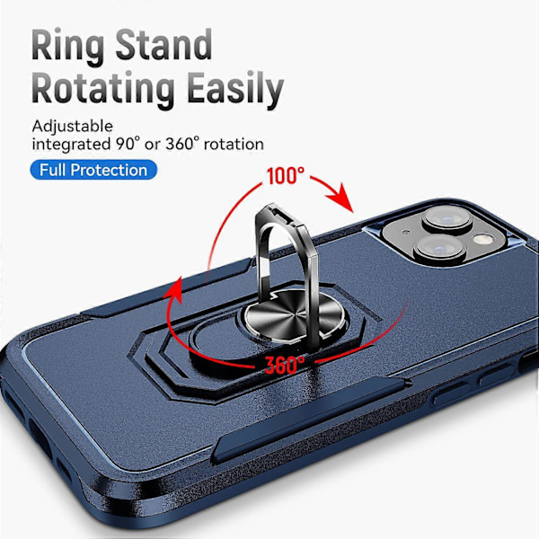 iPhone 15 PC+TPU Iskunkestävä Suojakuori Pudotussuojaava Puhelinkotelo Sormuksella ja Jalustalla Multicolor Style F