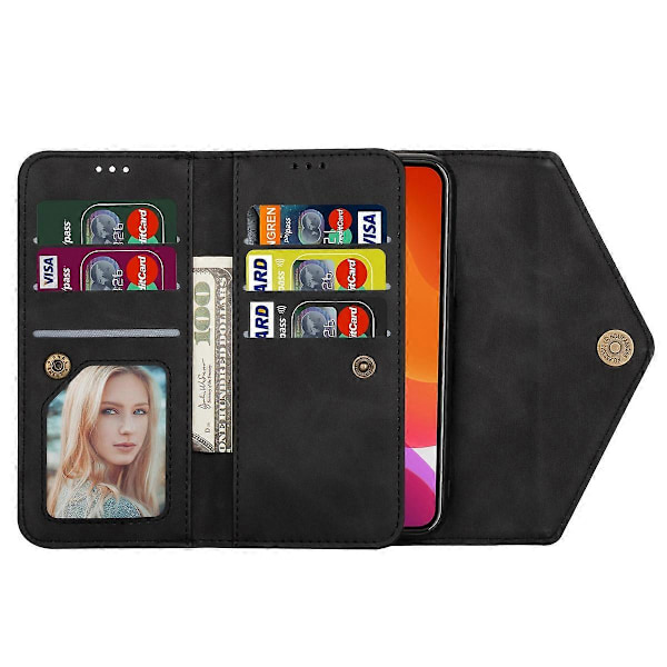 N.BEKUS Fodral till iPhone 16, Plånboksfodral i Läder med Remmar - Multicolor Black