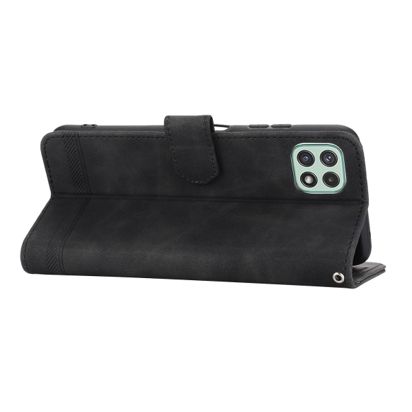 Dierfeng Df-03 Stand Phone case För Samsung Galaxy A22 5g (eu-version), Linjer Imprinted Pu-läder cover Black