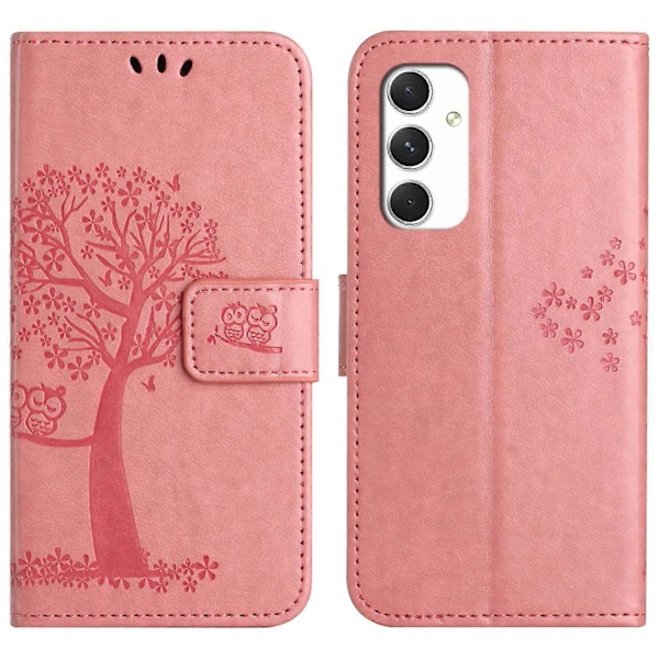 Etui til Samsung Galaxy A16 5G/A16 4G PU Læder Ugle Træ Præget Wallet Telefon Cover Multicolor Style F