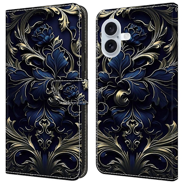 iPhone 16 -kotelo PU-nahkainen lompakkokotelo jalustalla Multicolor Style C