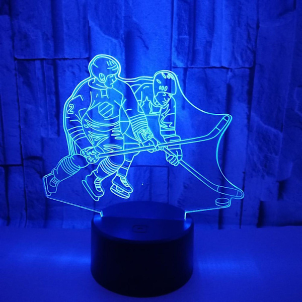 Nya 3d nattlampor Ishockey idrottare 3d Illusion sänglampa 16 färger växlande med fjärrkontroll Bästa födelsedagspresenter för män kvinnor stil V
