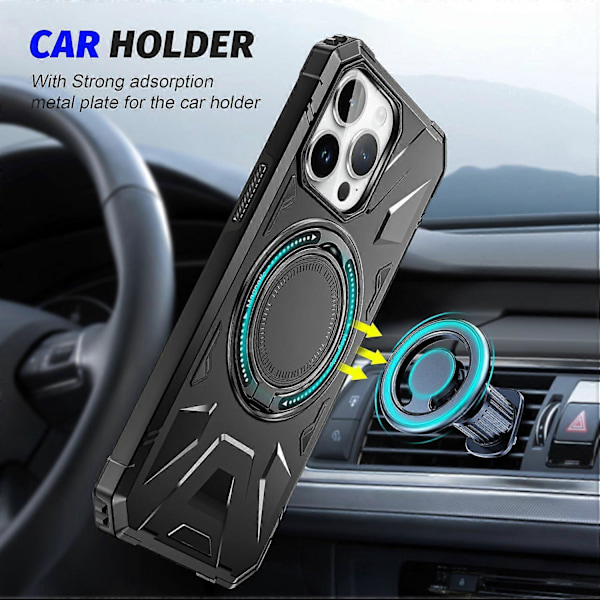 Til iPhone 12 Pro Max 6.7 tommer Cover Magnetisk Anti-fald TPU+PC Støtteben Beskyttende Bagside