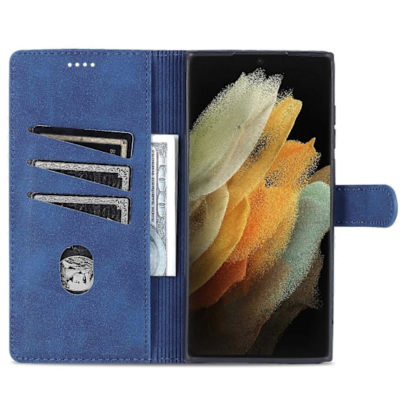 AZNS Fodral för Samsung Galaxy S24 Ultra Läder Skyddat Heltäckande Folio Flip Ställ Telefonskal Multicolor Style A
