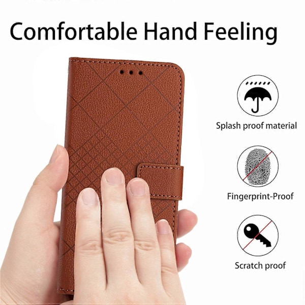 HT06 Skal för Xiaomi 14 Anti-repa Präglat PU Läder Litchi Textur Smartphone Skydd Multicolor Style E