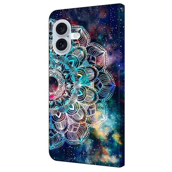 Skal för iPhone 16 Mönstertryckt Skyddande Fodral TPU+PU Läder Flip Telefonfodral Multicolor Style K