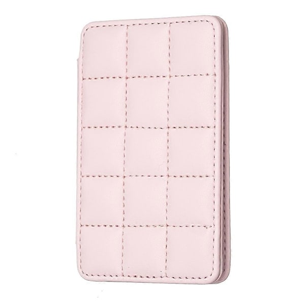BFK01 3D-ruudukkokuvioinen puhelimen takakorttiteline, itseliimautuva PU-nahkainen korttitasku - Vihreä Multicolor Pink