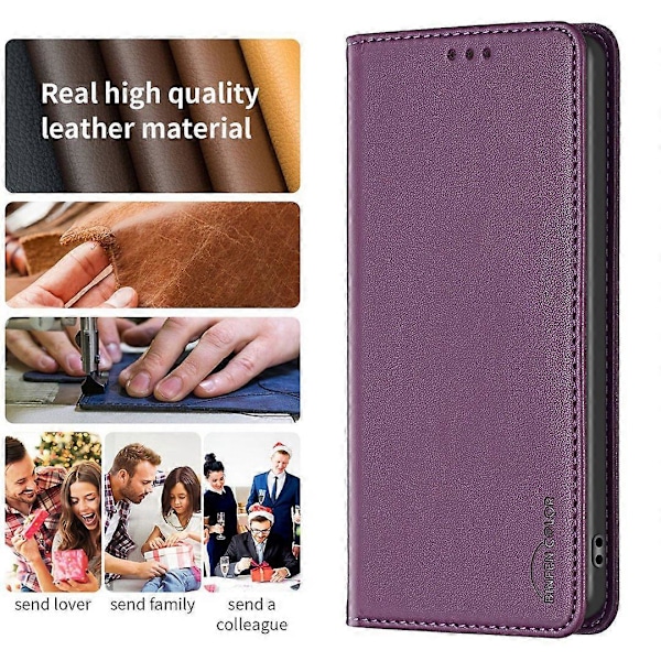 BINFEN COLOR BF18 Oppo Find X7 Ultra -puhelimen suojakuori magneettisella sulkimella, läppämallinen nahkakotelo Multicolor Dark Purple
