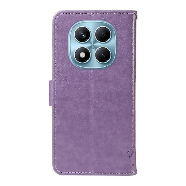 Mobilskal med Ställ för Xiaomi Redmi Note 14 Pro 4G, Katt Träd Mönster Läder Plånboksskydd Multicolor Light Purple