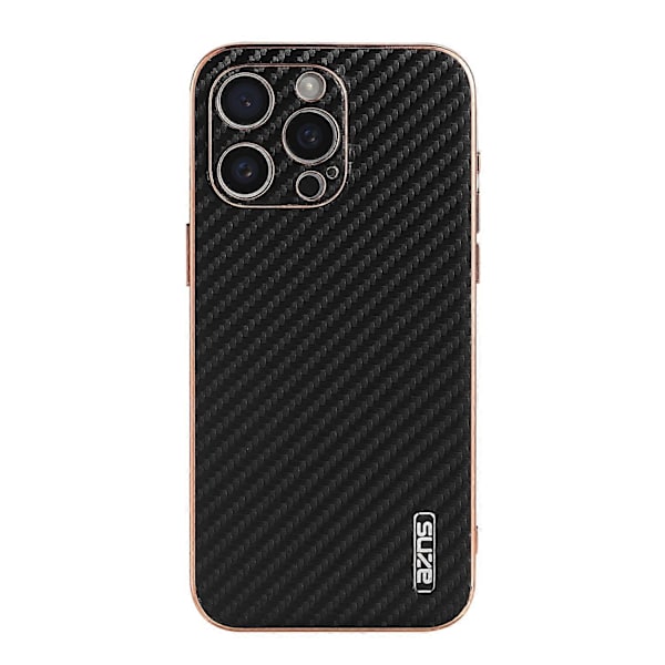 AZNS Etui til iPhone 14 Pro Max Elektroplettering Kulfibertekstur PU+TPU Telefoncover Multicolor Style D