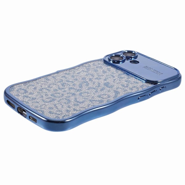 Deksel til iPhone 16 Plus, krøllete ramme, TPU-deksel, leopardprint med glitter Multicolor Style E