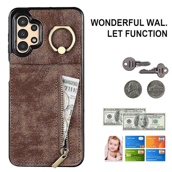 Til Samsung Galaxy A13 5G/A13 4G RFID Blokerende Støtteben Etui Retro PU+TPU Wallet Telefon Cover Multicolor Style B