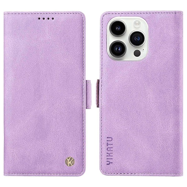 YIKATU YK-005 för iPhone 14 Pro Folio Flip Fodral PU Läder Hud-känsla Ställ Plånbok Mobilskal Multicolor Style B