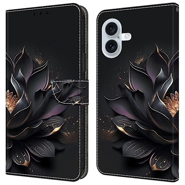 Pung-etui til iPhone 16 Plus med magnetisk lukning og 3D-mønster i læder Multicolor Style M