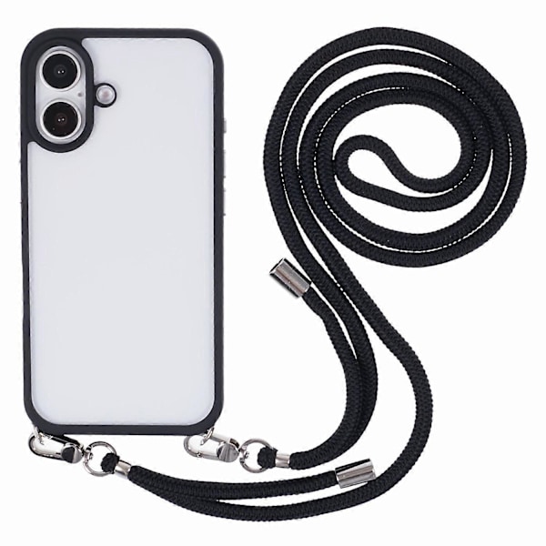 Skal till iPhone 16 TPU+PC Kristallklart Baksidesskydd med Snodd Multicolor Style B