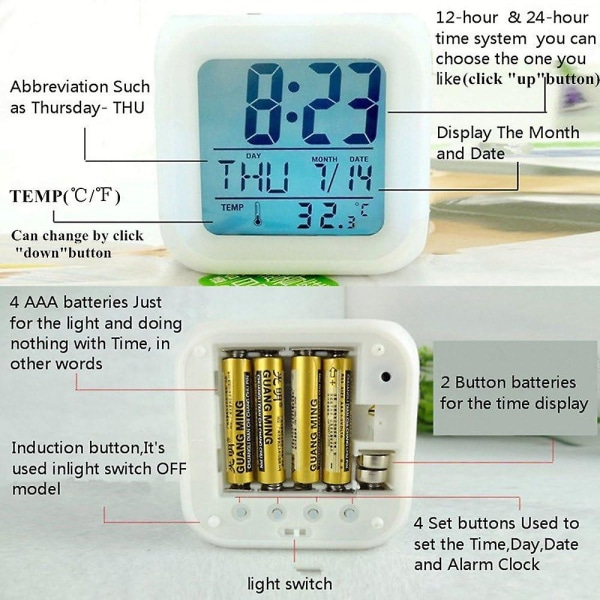 Ny vit häst Led väckarklocka Kreativ skrivbordsbordsklocka Multifunktionskalender Snooze Glödande LED Digital väckarklocka för unisex vuxna Barn leksakspresent