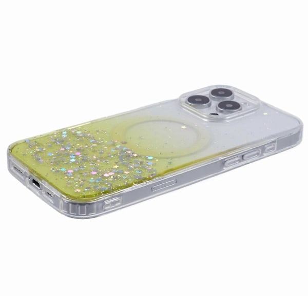 For iPhone 16 Pro Deksel Kompatibelt med MagSafe Sparkle Epoxy TPU+Akryl Telefondedeksel Multicolor Style A