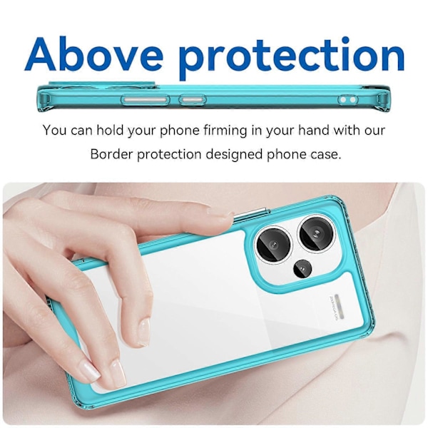 För Xiaomi Redmi Note 13 Pro+ 5G Mobilskal TPU + Akrylskydd Färgstark Ram Multicolor Transparent Blue