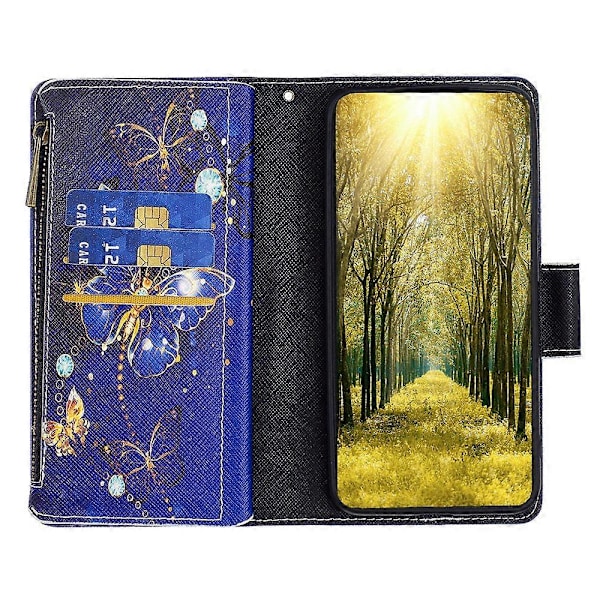 BF03 Telefonfodral för Samsung Galaxy A15 4G Plånboksfodral med Dragkedja i Läder Multicolor Style G