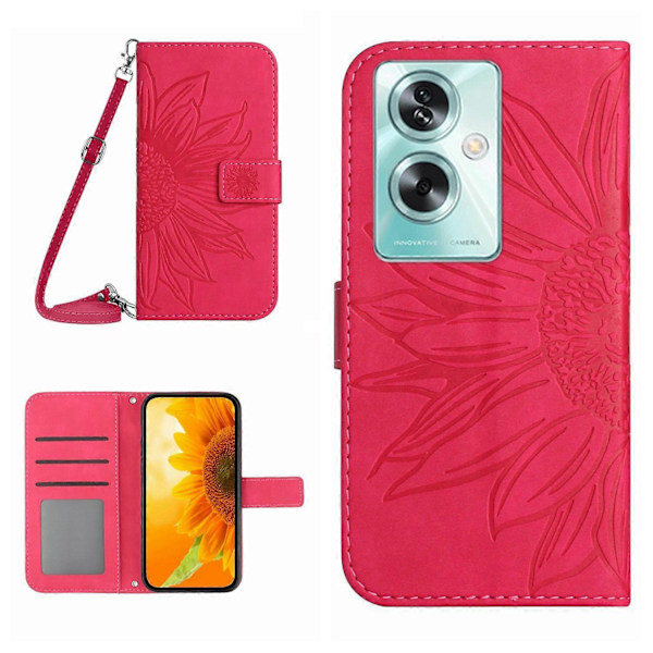 Oppo A79 5G/A2 5G Kotelo PU Nahka Auringonkukka Lompakko Puhelinkotelo Olkahihnalla Multicolor Style H