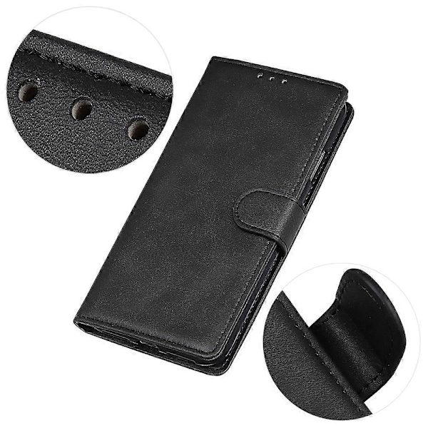 Til Xiaomi Poco C75 4G/Redmi 14R 5G/14C 4G Stand Wallet Case Ko Læder Tekstur Læder Telefon Cover Multicolor Black