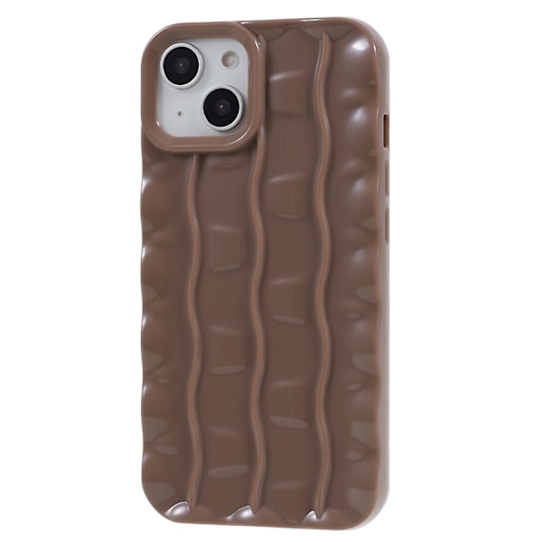 För Iphone 13 Soft Tpu Case 3d randigt mönster Anti-halk bakre cover Brown