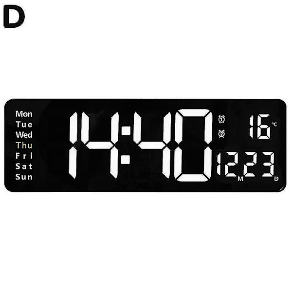 Stor LED Digital Väggklocka Elektroniska Väggklockor Living Fjärrkontroll Väggmonterad Desktop Klocka Kontroll Dekoration Rum Temp D W4w5 D