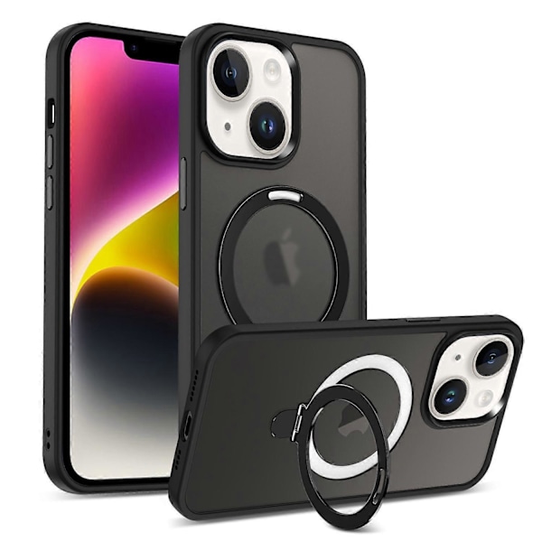 För iPhone 13/14 6.1 tum Kompatibelt med MagSafe Mobilskal PC+TPU Ring Ställ Skyddande Fodral Multicolor Style A