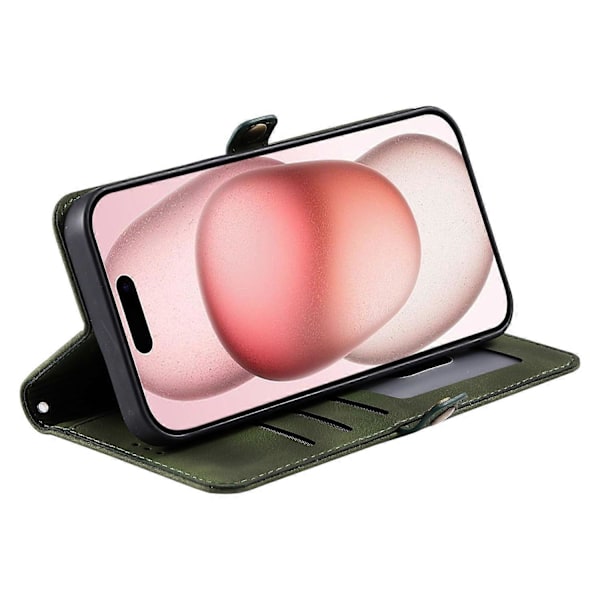 Tyyli 016 iPhone 16 Pro Max -kotelolle, ihon tuntuinen toteemikuvioitu lompakkonahkainen puhelinkotelo - Musta Multicolor Blackish Green