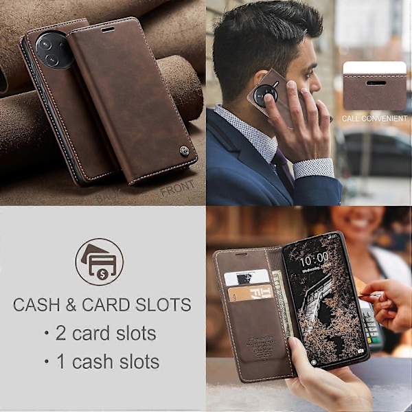 Til Xiaomi Poco F7 Ultra 5G/ Xiaomi Poco F7 Pro 5G Wallet Case CASEME 013 Series PU Læder Telefon Cover Multicolor Coffee