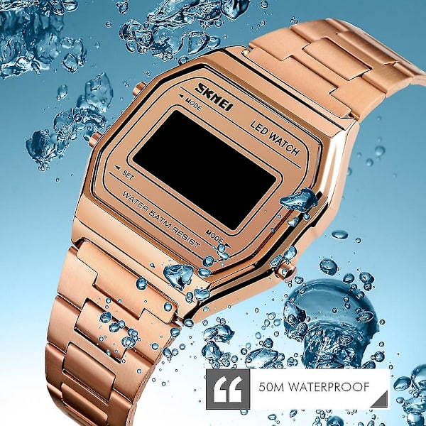 Skmei 1646 LED Digital Display Elektronisk Ur Rose Gold