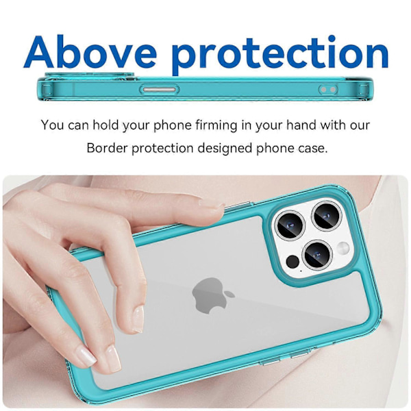 För iPhone 15 Pro TPU+Akryl Stöttåligt Mobiltelefon Baksida Skal Transparent Skyddsfodral Multicolor Style E