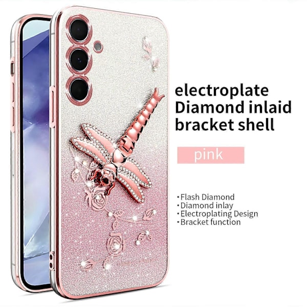 KADEM Samsung Galaxy A05s 4G -kotelo, jossa on Dragonfly-jalusta, TPU-kukkia ja glitter-puhelinkuori Multicolor Style A