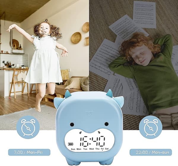 Barn Väckarklocka Sovrum Datum Temperatur Snooze Wake Up Light&night Light Hy light blue